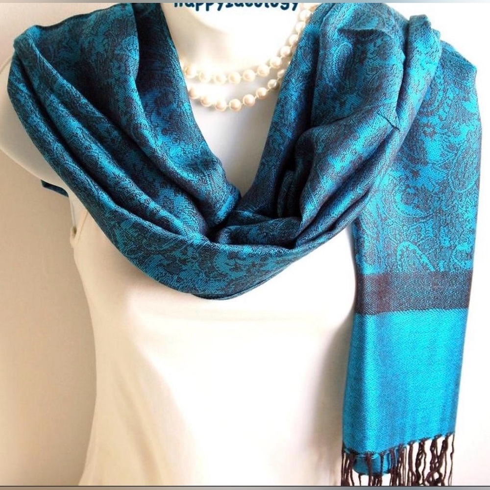 Pashmina Silk Blend Paisley Printed‎ Scarf/Shawl- Teal 💙💚